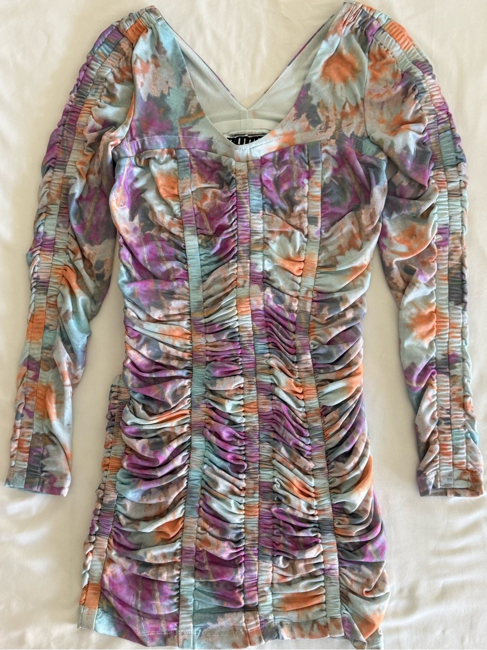 ROTATE Birger Christiansen Daphny Ruched Scoop Neck Mini Dress - NEW - 36 - Picture 9 of 9